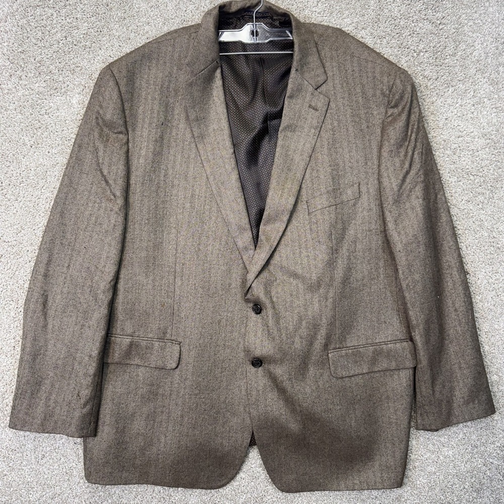 Ralph Lauren Wool Cashmere Sport Coat Mens 54R Herringbone Brown Elbow Patches